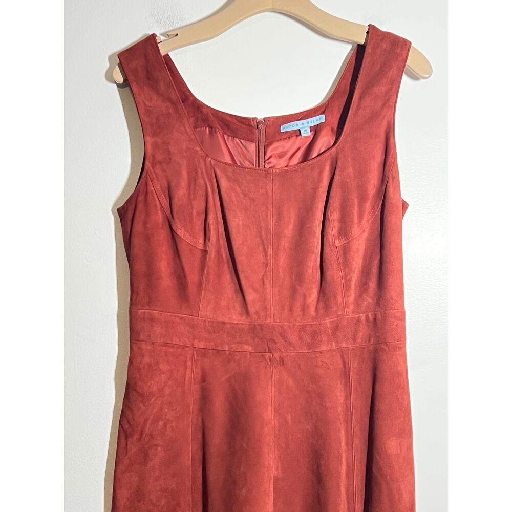 Antonio Melani EUC Rust Suede Sleeveless Rounded Neckline Midi Dress Size 10 - Picture 6 of 9